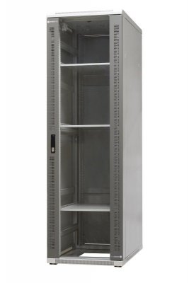 Szafa ramowa stojąca EmiterNet Top, 42U, drzwi przód blacha/szkło, 600x1000x1980mm (szer./gł./wys.) (w zestawie: panel 4 wentyla