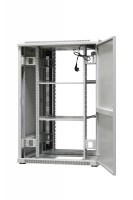 Szafa ramowa stojąca EmiterNet Top, 24U, drzwi przód blacha/szkło, 800x800x1180mm (szer./gł./wys.) (w zestawie: panel 4 wentylat