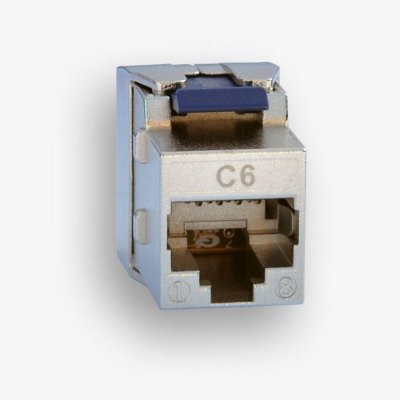 Gniazdo RJ45 STP kat.6 keystone niebieskie (beznarzędziowe), slim