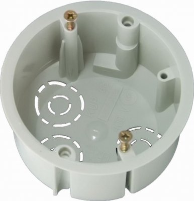 Puszka podtynkowa, płytka 45mm, fi72, z wkrętami, szara, IP30, KUP68-02, Pawbol