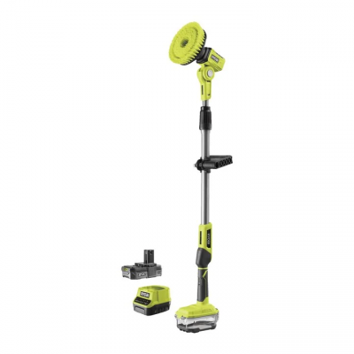 Teleskopowa szczotka obrotowa 18V ONE+ w zestawie z akumulatorem 2.0Ah, ładowarką i dwiema wymiennymi końcówkami R18TPS-120G Ryobi