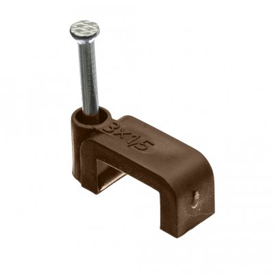 Uchwyt kablowy z gwoździem, YDYp 3x1,5 10_6, płaski, brązowy, 50szt, H.7014B -50 Pawbol