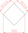 Płytka fazowana lustro srebrne kwadrat 353,6mm x 353,6mm (przekątna 500mm)