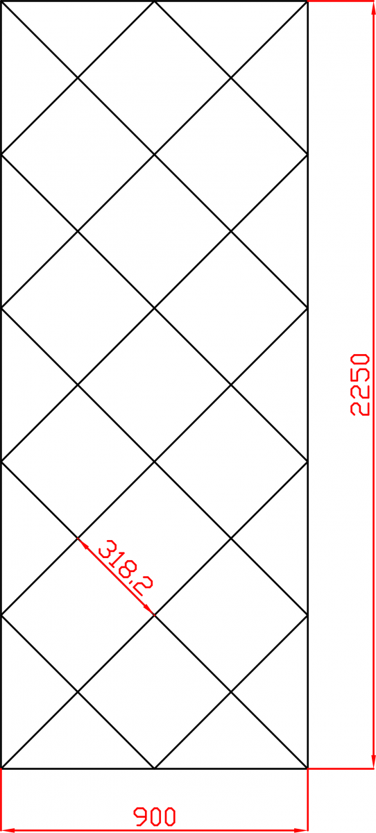 Lustro Glamour 900mm x 2250mm faza 12mm