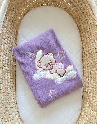 Kocyk polarowy dla niemowląt - Dobranoc fioletowe