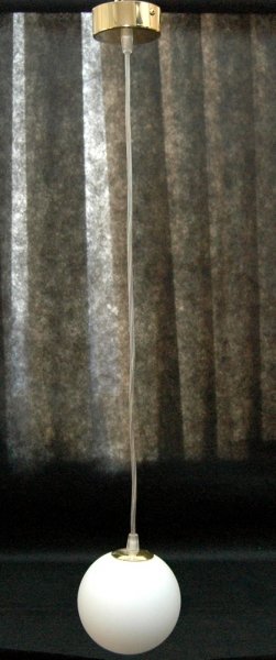 Lampa wisząca kula 12cm zwis złoty szkło białe matowe