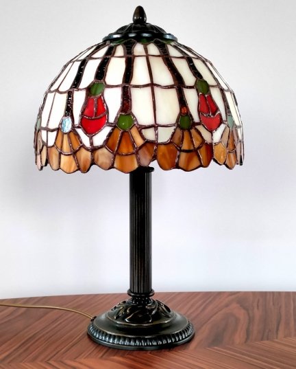 Lampka witrażowa nocna biurkowa AKSAMIT  H-34 cm
