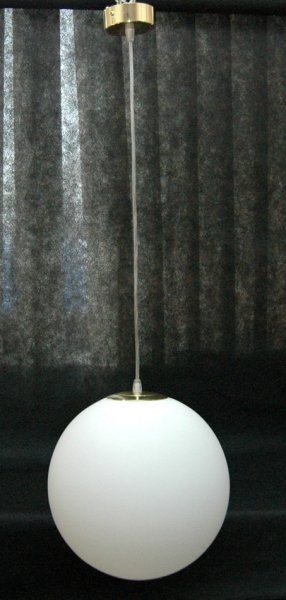 Lampa wisząca kula 30cm zwis złoty szkło białe matowe