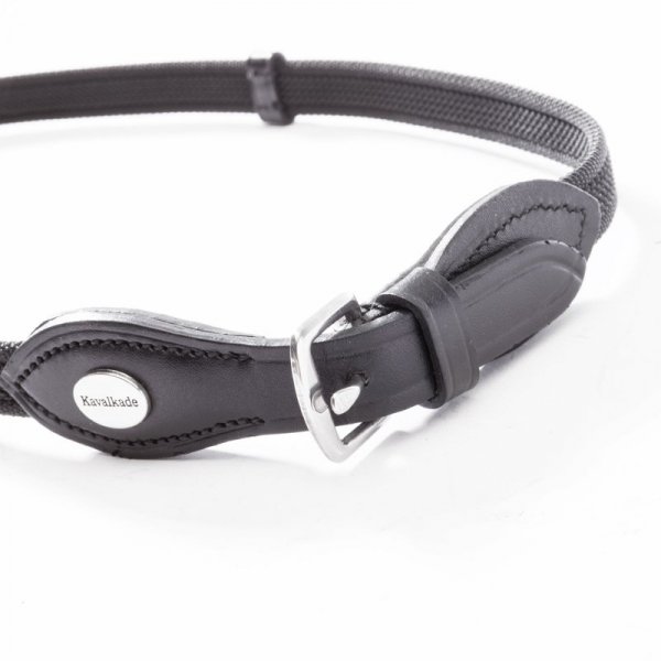 Wodze gumowane Kavalkade "Silent" ze stoperami - karabińczyk - 16mm - czarne