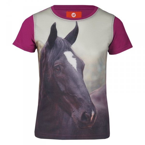 T-shirt jeździecki Horka Horsy fioletowy