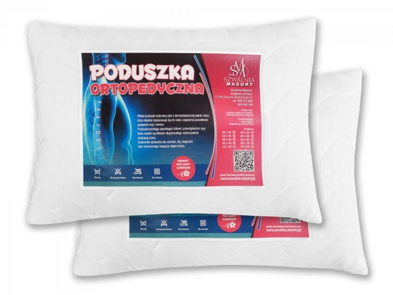 Zestaw 2 x Poduszka ortopedyczna 40x60. 