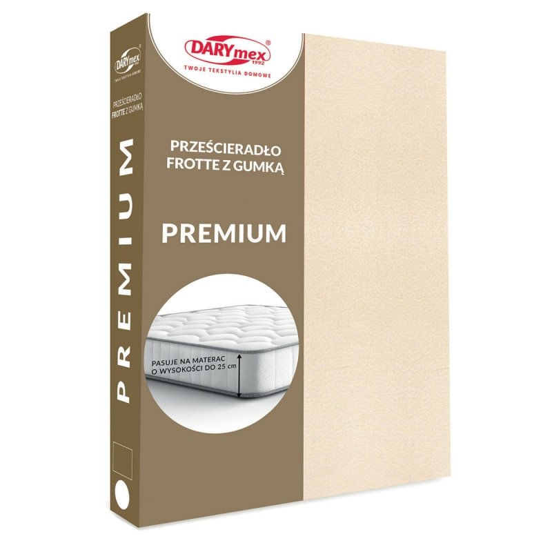 Prześcieradło Frotte PREMIUM na wysoki materac 180x200 na gumkę wz. 047 jasny beż