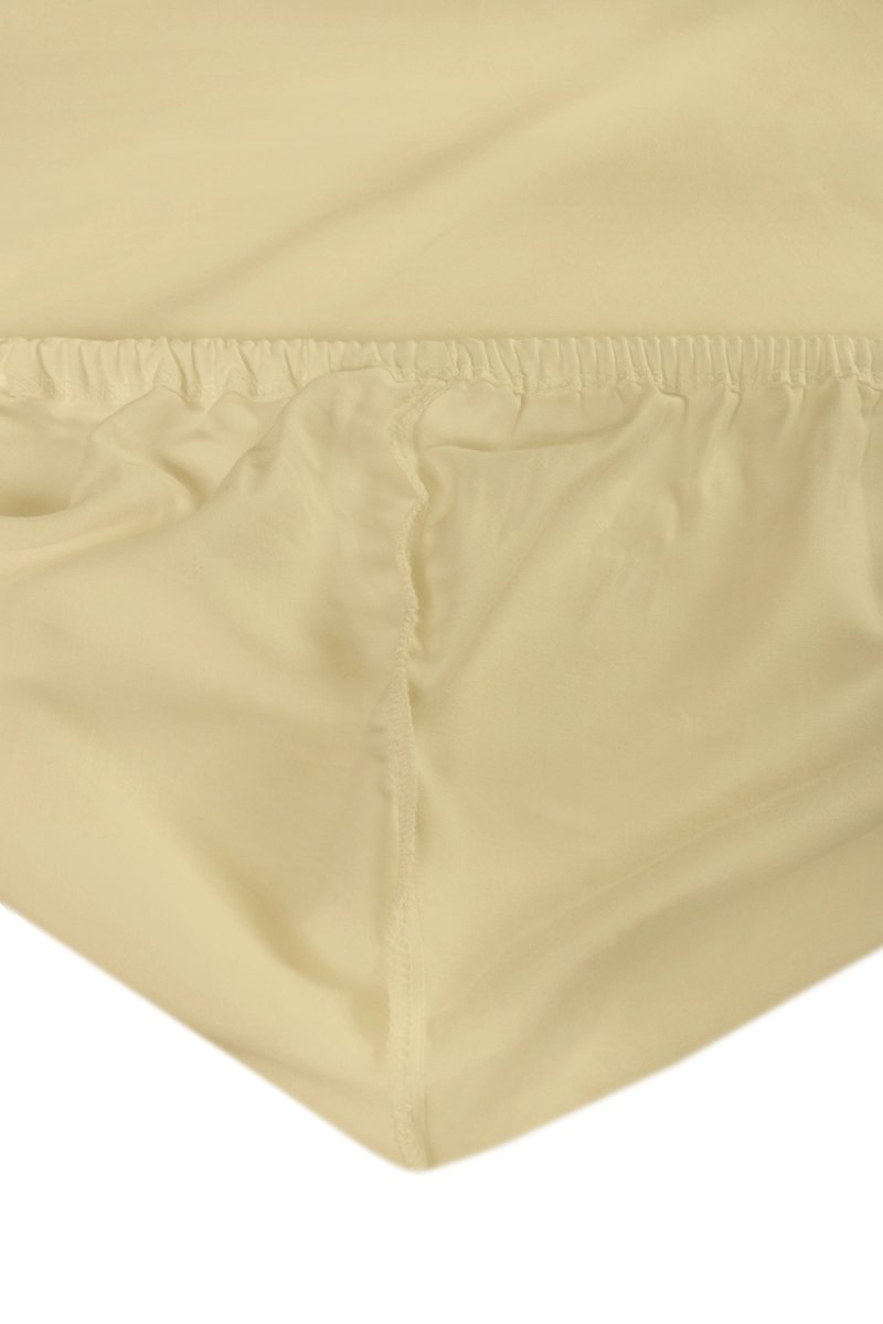 Prześcieradło PREMIUM jersey z lycrą na wysoki materac 120x200 z gumką wz. 04A budyniowy