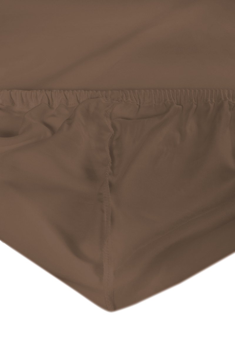 Prześcieradło PREMIUM jersey z lycrą na wysoki materac 140x200 z gumką wz. 18B kakao