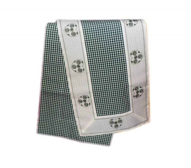 Walentynkowy Ozdobny obrus haftowany rozmiar 40x130 9247 HG Kolor: biało-zielony
