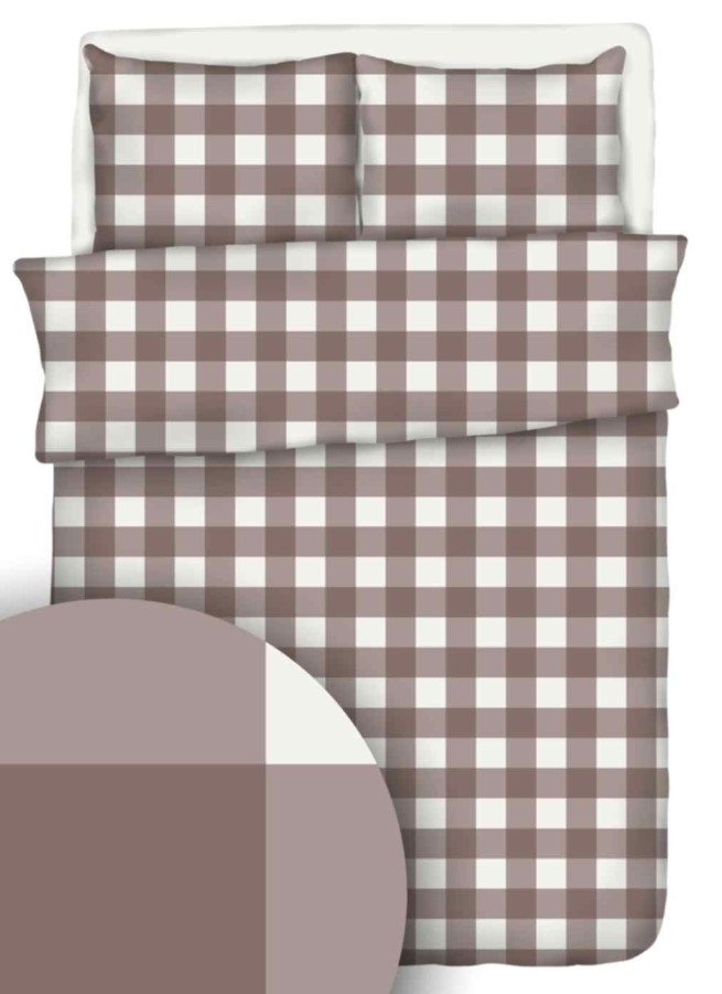 Pościel kora PREMIUM 160x200, 100% bawełna wz. Krata Ikea brąz