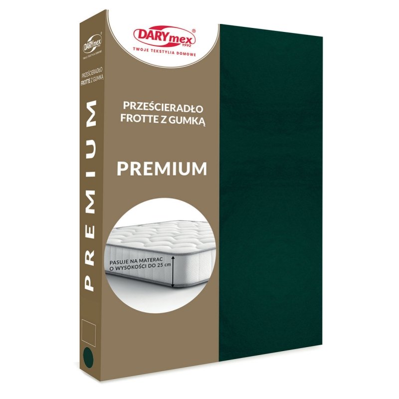 Prześcieradło Frotte PREMIUM na wysoki materac 90x200 na gumkę wz. 036 zieleń butelkowa