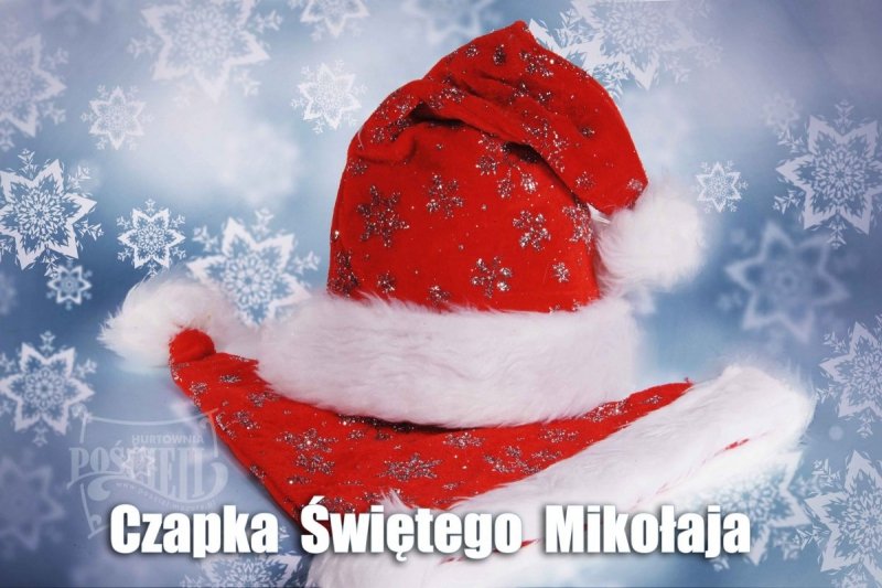Czapka Mikołaja LUX brokatowa - Zostań Świętym Mikołajem
