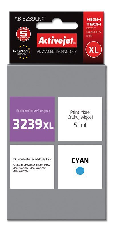 Activejet AB-3239CNX Tusz  (zamiennik Brother LC3239XL; Supreme; 50 ml; niebieski)