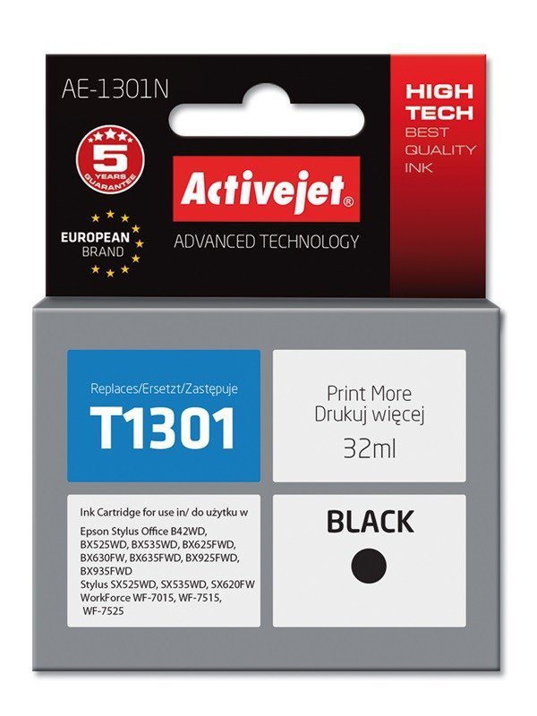 Activejet AE-1301N Tusz (zamiennik Epson T1301; Supreme; 32 ml; czarny)