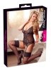 CZARNY GORSET PLUS OTWARTE STRINGI SEXY XXXL [3XL]