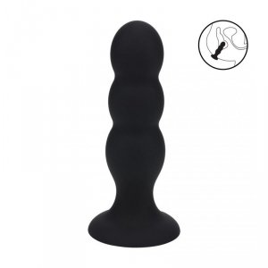 Tri Rattle Liquid Silicone Anal Plug - L - Black