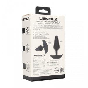 Classic Vibrating Silicone Anal Plug - M - Black