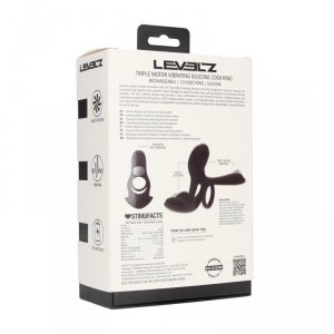 Triple Motor Vibrating Silicone Cockring - Black