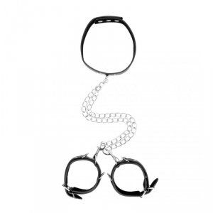 Bonded Leather Collar with Hand Cuffs
