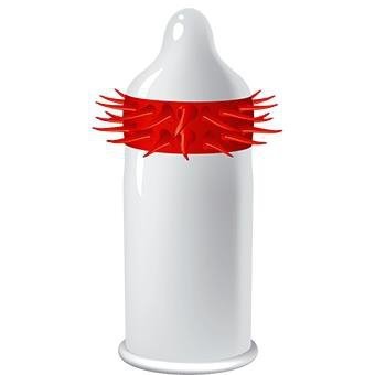 Prezerwatywy z wypustkami i kolcami EGZO Hot Red