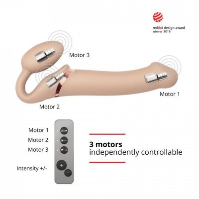 VIBRATING STRAP-ON - L - VANILLA