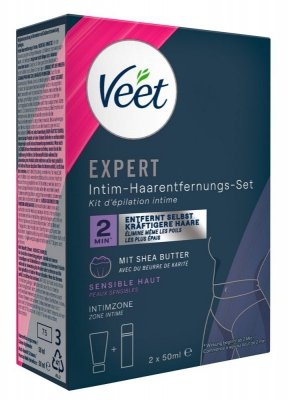 Veet Zestaw do depilacji miejsc intymnych krem do depilacji, pianka 2x50 ml