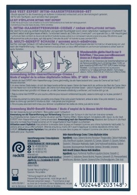 Veet Zestaw do depilacji miejsc intymnych krem do depilacji, pianka 2x50 ml