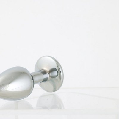 Korek Analny Stalowy Srebrny Rozmiar S Kryształ Biały