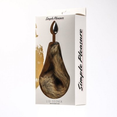 Korek Analny Stalowy Srebrny Rozmiar S Lisi Ogonek Brązowy