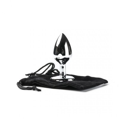 Korek Analny Stalowy Srebrny Rozmiar S Kryształ Czerwone Serce