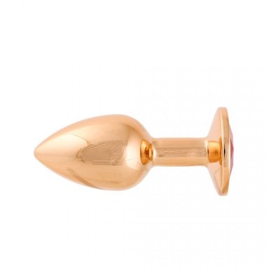 Korek Analny Stalowy Różowe Złoto Rozmiar S Kryształ Czerwony