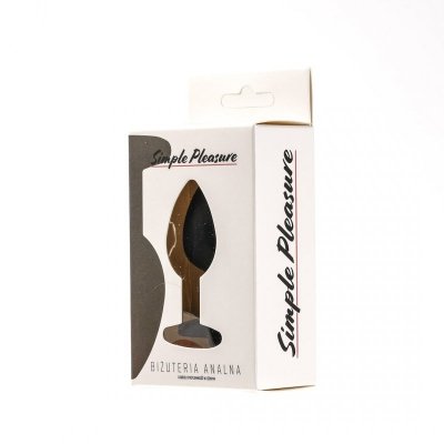 Korek Analny Silikonowy Czarny Rozmiar S Kryształ Ciemno Różowy