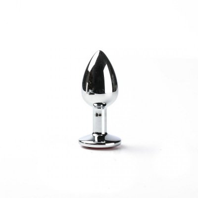 Korek Analny Stalowy Srebrny Rozmiar S Kryształ Czerwony