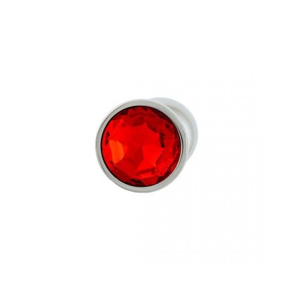 Korek Analny Stalowy Srebrny Rozmiar S Kryształ Czerwony