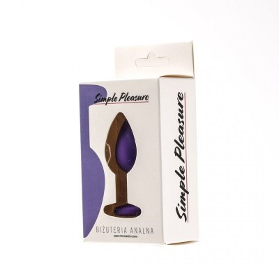 Korek Analny Silikonowy Fioletowy Rozmiar S Kryształ Czerwony