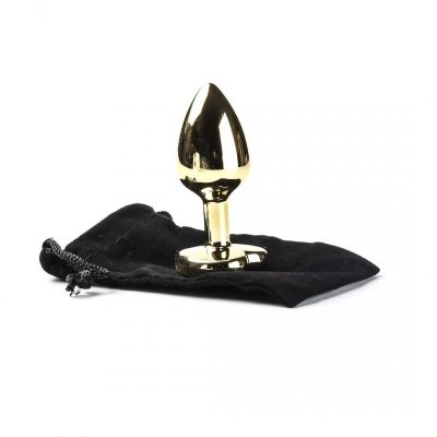 Korek Analny Stalowy Złoty Rozmiar S Kryształ Czarne Serce