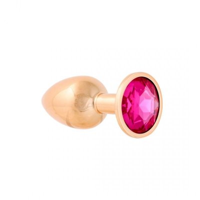 Korek Analny Stalowy Różowe Złoto Rozmiar S Kryształ Ciemno Różowy