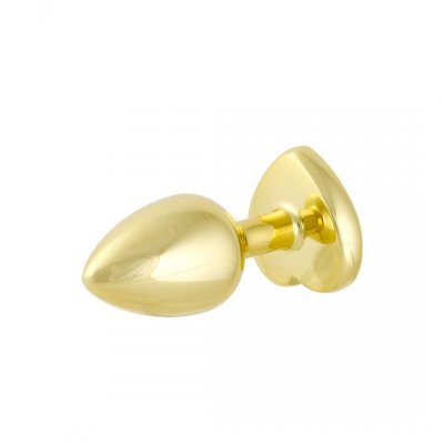 Korek Analny Stalowy Złoty Rozmiar S Kryształ Czerwone Serce