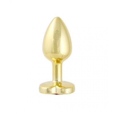 Korek Analny Stalowy Złoty Rozmiar S Kryształ Czerwone Serce