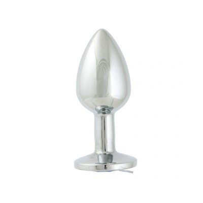 Korek Analny Stalowy Srebrny Rozmiar S Kryształ Ciemno Niebieski