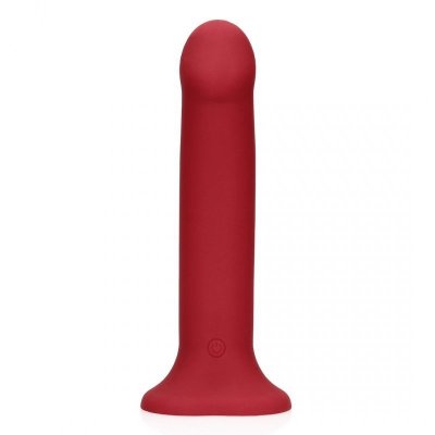 Non-Phallic Vibrating Dildo - Large - Raspberry Red