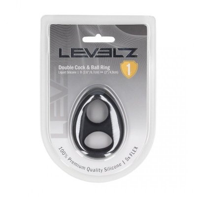 Double Liquid Silicone Cock and Ball Ring - Black