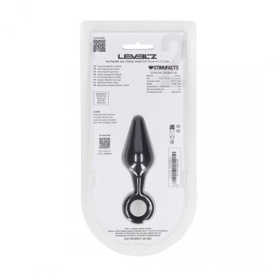 Silicone Anal Plug with Loop - S - Black