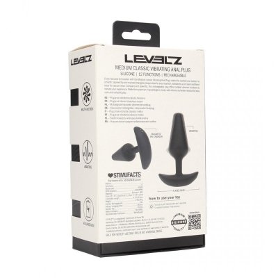 Classic Vibrating Silicone Anal Plug - M - Black